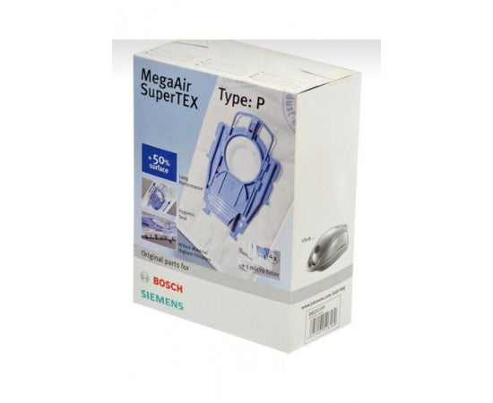 Bosch P Tipi Kutulu SMS Toz Torbası, 4 Adet Sentetik Kumaş, Yüksek Filtrasyon, Elektrikli Süpürge Uyumlu