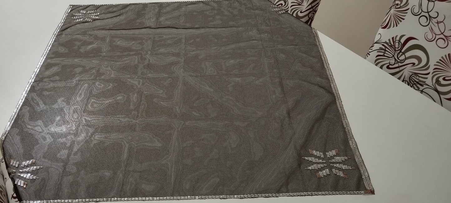 El Yapımı Tel Kırma Kahverengi Tül Kar Tanesi Modeli Masa ve Fiskos Örtüsü 🌟✨