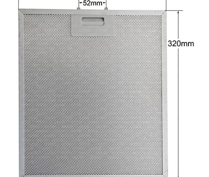 00363095 Davlumbaz filtresi 320 x 280 mm Davlumbaz yağ filtresi Mutfak aspiratörü Alüminyum - 32x28 cm Süzgeç Kaset Filtre Teli