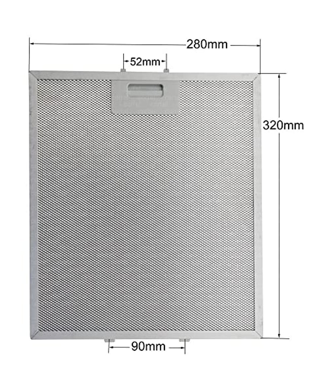 00363095 Davlumbaz filtresi 320 x 280 mm Davlumbaz yağ filtresi Mutfak aspiratörü Alüminyum - 32x28 cm Süzgeç Kaset Filtre Teli
