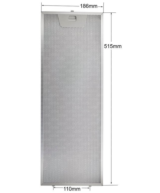 00660222 Filtre Davlumbaz 515×186 mm Davlumbaz Yağ Filtresi Extractor Aspiratör Gres Filtresi Mutfak Davlumbaz 51.5×18.6 cm 133.0176.353