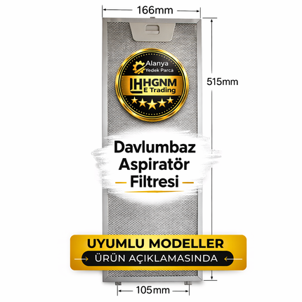 00660223 Davlumbaz Yağ Filtresi 515x166 mm (51,5x16,6 cm) – 50271563004 Uyumlu Metal Filtre