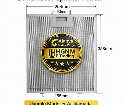 00703451 Davlumbaz Aspiratör Metal Yağ Filtresi 358x264 mm – Bosch, Siemens, Neff, Balay, Constructa, Profilo Uyumlu Alüminyum Davlumbaz Filtresi