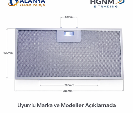00778439 Bosch – Siemens – Neff – Balay Uyumlu Davlumbaz Yağ Filtresi | 175x385 mm | Tırnak Arası 4.5–19 cm