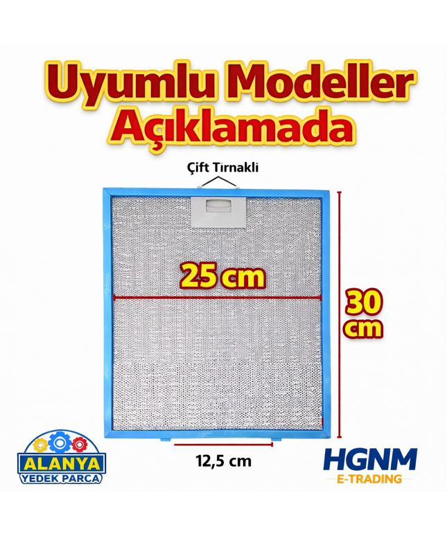 012646 Davlumbaz Filtresi 300×250 mm Davlumbaz Yağ Filtresi Mutfak Aspiratörü Alüminyum Aspiratör B4