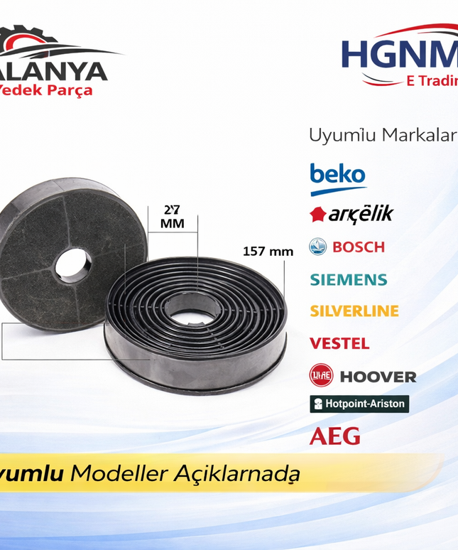 12009727 Beko ADV 5160 I Davlumbaz Karbon Filtre 150 mm (2 Adet) – Bosch DWK065G20T, Siemens LC65KA270T, Arçelik P Serisi Uyumlu Aktif Karbon Aspiratör Filtresi 9189204771 / 9197064043