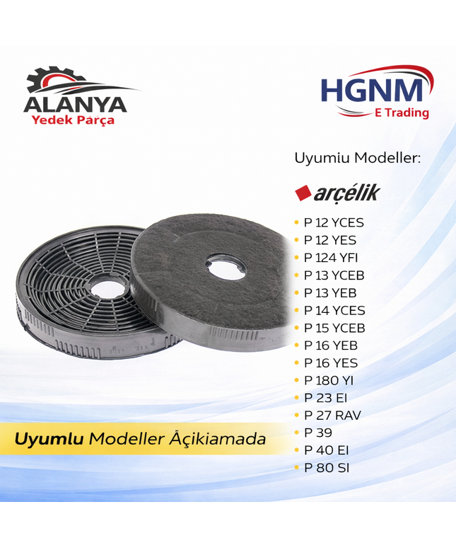 12009727 Davlumbaz Karbon Filtre Arçelik  P 12 YCES, P 12 YES, P 124 YFI, P 13 YCEB, P 13 YEB, P 14 YCES, P 15 YCEB, P 16 YEB, P 16 YES, P 180 YI, P 23 EI, P 27 RAV, P 39, P 40 EI, P 80 SI