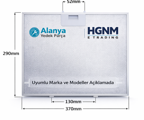 Arçelik Davlumbaz Metal Yağ Filtresi 129732010 | 370x287 mm (37x29