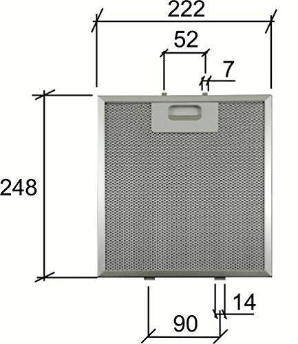 248 x 222 Davlumbaz Aspiratör Filtresi Metal yağ Filtresi 480122102126 C00344909, Whirlpool