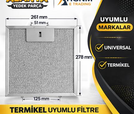 Termikel Davlumbaz Tel Filtre 261x278 mm - Yağ Buhar Filtresi Uyumlu Modellerle 26x28 260x280