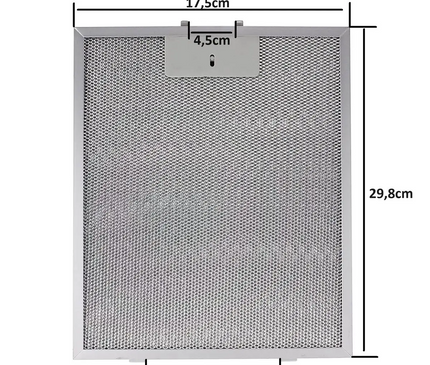 298×175 mm Davlumbaz Filtresi Vinola 29.8×17.5 CM , Arka Klipsler 12,5 cm