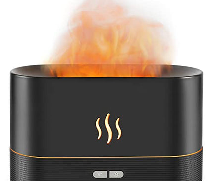 Flame Diffuser Humidifier-Auto Off 180ml Essential Oil Diffuser-2 Modes Brightness Aroma Humidifier with Fire Flame Effect for Home,Office,Spa,Gym(Black)