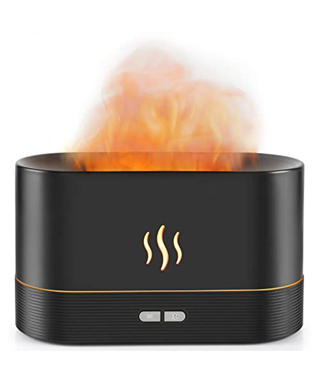 Flame Diffuser Humidifier-Auto Off 180ml Essential Oil Diffuser-2 Modes Brightness Aroma Humidifier with Fire Flame Effect for Home,Office,Spa,Gym(Black)