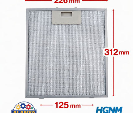 Luxell DA6-830 DA6-833 Davlumbaz Metal Yağ Filtresi 312x226mm Kumtel Uyumlu Luxell Da6 835