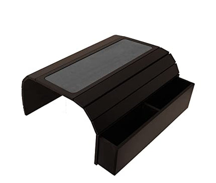 Sofa Tray Table with EVA Base. Remote Control and Cellphone Organizer Holder, Arm Rest Organizer, Arm Rest Table with Pockets. Fits Over Square Chair arms. (Dark Brown/Tobacco