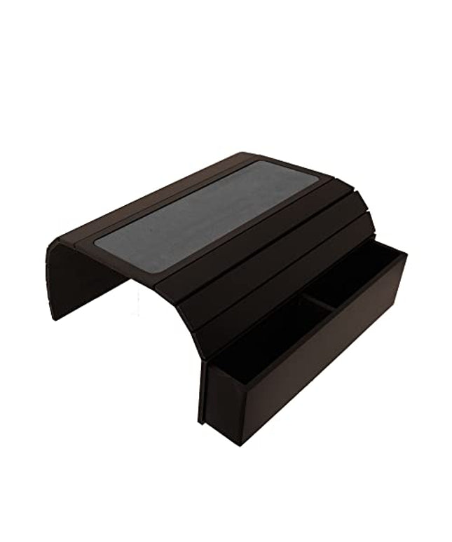 Sofa Tray Table with EVA Base. Remote Control and Cellphone Organizer Holder, Arm Rest Organizer, Arm Rest Table with Pockets. Fits Over Square Chair arms. (Dark Brown/Tobacco