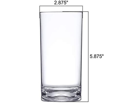 16-Ounce Plastic Tumblers (Set of 6), Plastic Drinking Glasses, All-Clear High-Balls, Reusable Plastic Cups, BPA-Free, Shatter-Proof, Dishwasher-Safe