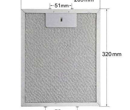 320x205 Alüminyum davlumbaz Aspiratör Filtresi 205x320 mm Davlumbaz Aspiratör Kaset Süzgeç Filtre Teli