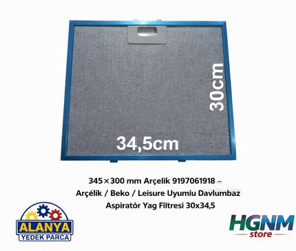345x300 mm Arçelik 9197061918 - LEISURE Uyumlu Davlumbaz 
