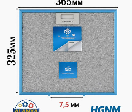 36.5x32.5 Davlumbaz Yağ Filtresi 365x325mm Orta Ara 7,5mm