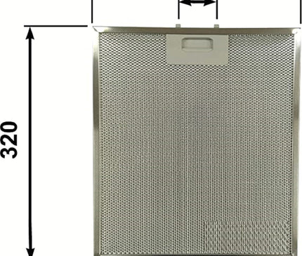 40472618 - Teka DE-60.2 BLANCO VR.02, DE-70.2, DE-90.2, DE60.2 INOX için 320x282 mm Metal Davlumbaz Yağ Filtresi