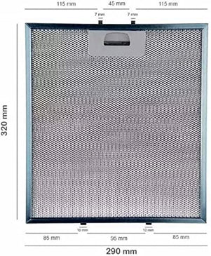 40472718 - Davlumbaz için metal yağ filtresi, 320 x 290 mm, Teka DE70, DB70, DS70, Stella CWX108.900, Vinola CWX108.900 29 x 32