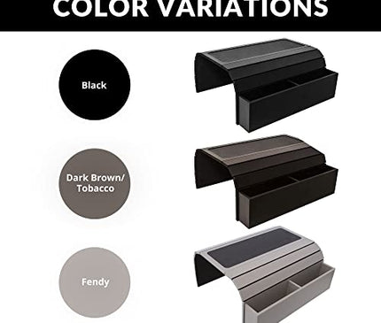 Sofa Tray Table with EVA Base. Remote Control and Cellphone Organizer Holder, Arm Rest Organizer, Arm Rest Table with Pockets. Fits Over Square Chair arms. (Dark Brown/Tobacco
