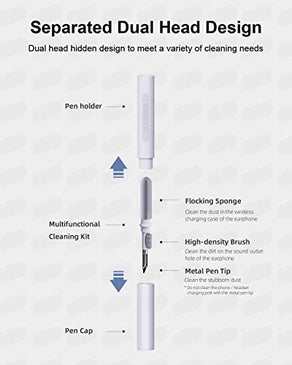 Hagibis Cleaning Pen for Airpods Pro 1 2 Multi-Function Cleaner Kit Soft Brush for Bluetooth Earphones Case Cleaning Tools for Lego Huawei Samsung MI Earbuds (White)