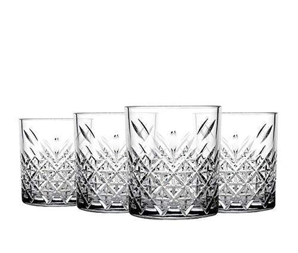 Paşabahçe Timeless 52790 – Set of 4 Whiskey and Beverage Glasses, 345 ml