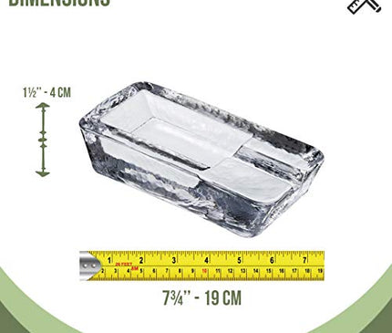 Paşabahçe Large Heavy Glass Cigar Ashtray for Men, Outdoor Ashtray for Patio, Cigar Lovers Gift Set for Smokers (Rectangular Large)