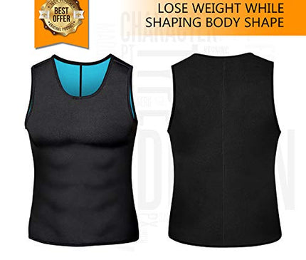 NonEcho Men Neoprene Waist Trainer Sauna Vest Gym Hot Sweat Tank Top Workout Shirt Shapewear Body Shaper No Zipper