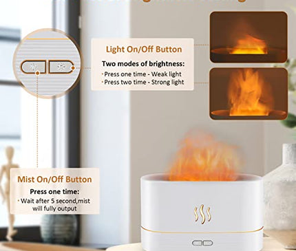 Flame Diffuser Humidifier-Auto Off 180ml Essential Oil Diffuser-2 Modes Brightness Aroma Humidifier with Fire Flame Effect for Home,Office,Spa,Gym(Black)