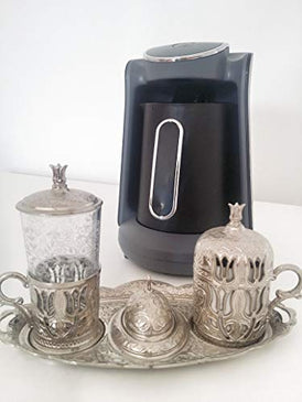 Arzum Okka Minio Automatic Turkish/Greek Coffee Machine, USA 120V Ul, Black/Silver