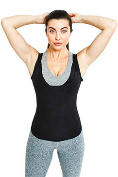 Sweat Shaper Women's Premium Workout Tank Top Slimming Polymer Sauna Vest (XX-Large-3X-Large, Black)