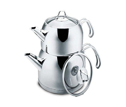 Korkmaz Provita Maxi Capsulated Turkish Tea Pot Set with Ergonomic Handle, Polish Finish