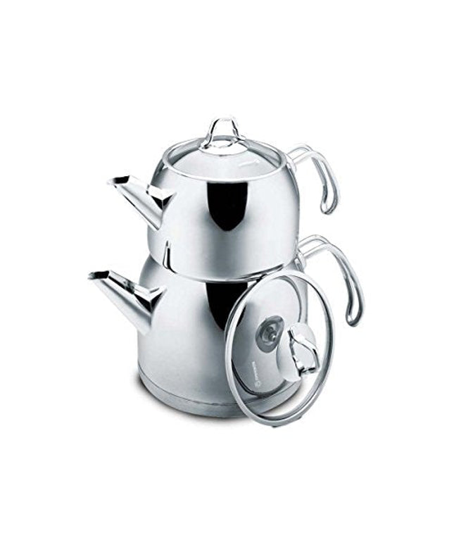 Korkmaz Provita Maxi Capsulated Turkish Tea Pot Set with Ergonomic Handle, Polish Finish