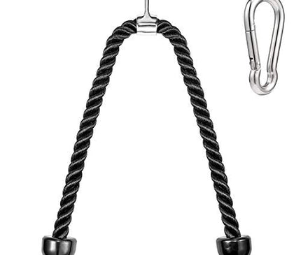 36-inch Length Tricep Rope Pull Down Fitness Cable Attachment with Stainless Steel Snap Hook (36-inch)