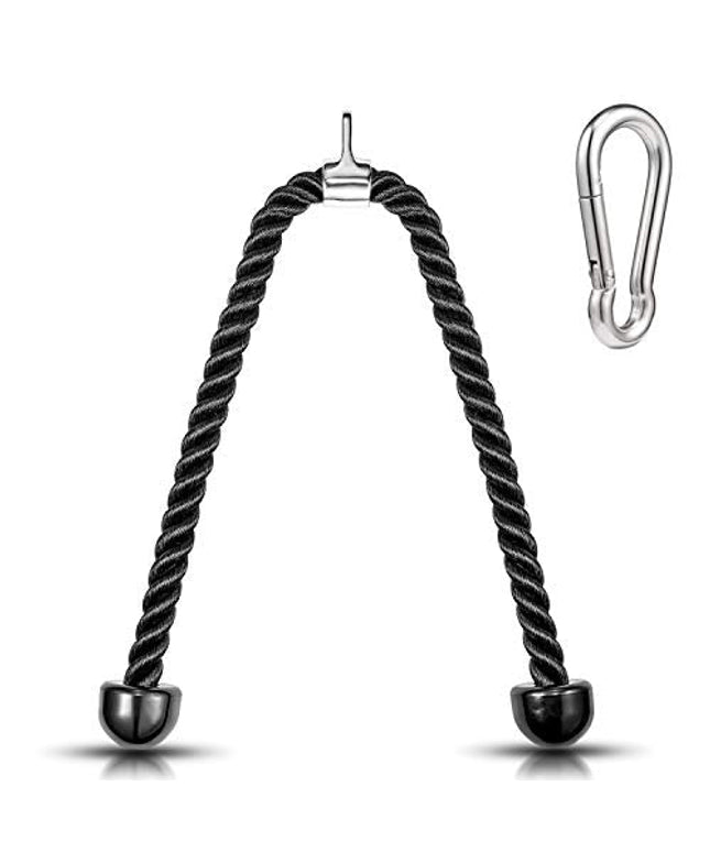 36-inch Length Tricep Rope Pull Down Fitness Cable Attachment with Stainless Steel Snap Hook (36-inch)