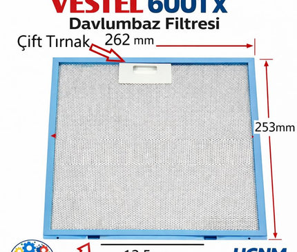 47006100 Vestel 6001 x Davlumbaz Filtresi Aspiratör Filtre V47006100 262x254 mm,  AD-6002 RK Vestel A13 Ad6001X