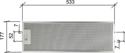 481248058305 Whirlpool Elica Uyumlu Davlumbaz Aspiratör Metal Yağ Filtresi 533x177 mm