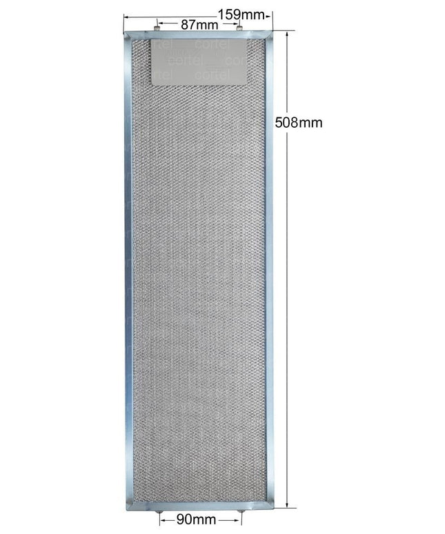 508 x 159 mm Davlumbaz Filtresi 4055344149, GRI0112374A, 50268370009, 5026837000, ELICA, ZANUSSI, AEG