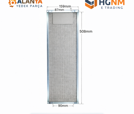 508x159 mm Davlumbaz Filtresi 4055344149, GRI0112374A, 50268370009, 5026837000, ELICA, ZANUSSI, AEG