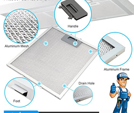 Сменный фильтр для вытяжки W10169961A, подходит для Whirlpool, Ikea, Kitchen Aid, Jenn Air, 3-слойный алюминиевый сетчатый фильтр для вытяжки 10,5x12 дюймов, алюминиевые жироулавливающие фильтры для вытяжки HR Huare Technology, 2 шт.
