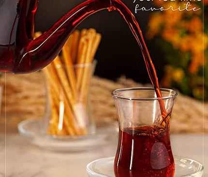 Turkish Tea Glasses and Saucers Set (12 Pieces), Arabic Persian Tea Cups (4oz/120ml)