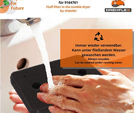 2 x base filter/foam filter/filter for tumble dryer/heat pump dryer - for Miele 9164761