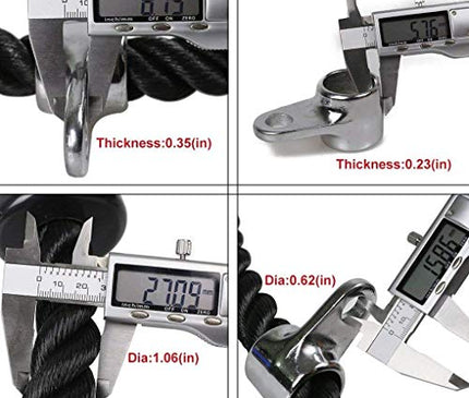 36-inch Length Tricep Rope Pull Down Fitness Cable Attachment with Stainless Steel Snap Hook (36-inch)