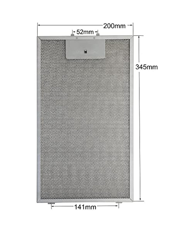 Cooker hood filter compatible with 11010157 345 x 200 mm grease filter for extractor hood