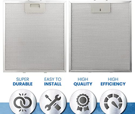 W10169961A Range Hood Filter Replacement Compatible with Whirlpool, Jenn Air, Ikea, Kitchen Aid, 10-1/2 x 12 x 3/8 Inch, 3-Layer Aluminum Mesh Stove Vent Grease Filters, 2 Pack