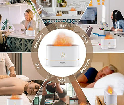 Flame Diffuser Humidifier-Auto Off 180ml Essential Oil Diffuser-2 Modes Brightness Aroma Humidifier with Fire Flame Effect for Home,Office,Spa,Gym(Black)