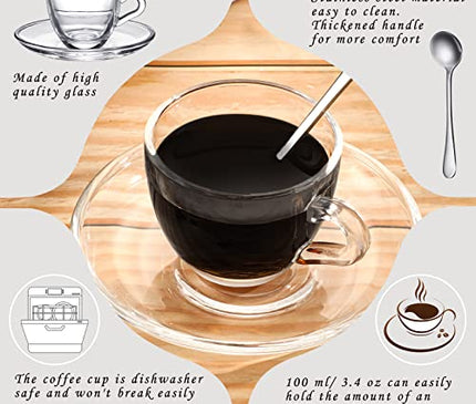 3.4 oz Espresso Cups Small Demitasse Clear Glass Espresso Drinkware Demitasse Cups Espresso